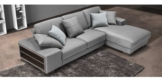 Arrone Silver RHF Fabric Corner Sofa With Side Storage And Wooden Legs Newtrend Available In A Range Of Leathers And Colours 10 Yr Frame 10 Yr Pocket Sprung 5 Yr Foam Warranty