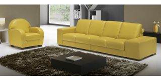 Arrone Yellow Leather 4 + 1 Sofa Set With Wooden Legs Newtrend Available In A Range Of Leathers And Colours 10 Yr Frame 10 Yr Pocket Sprung 5 Yr Foam Warranty