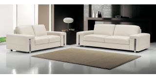 Eghoiste Ivory Leather 3 + 2 Sofa Set With Chrome Legs Newtrend Available In A Range Of Leathers And Colours 10 Yr Frame 10 Yr Pocket Sprung 5 Yr Foam Warranty