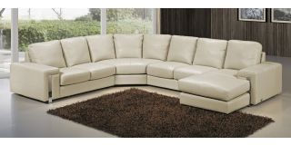 Eghoiste Cream Semi-Aniline Large Leather Corner Sofa With Chaise And Chrome Legs Newtrend Available In A Range Of Leathers And Colours 10 Yr Frame 10 Yr Pocket Sprung 5 Yr Foam Warranty