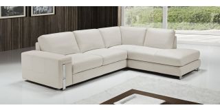 Eghoiste Ivory RHF Leather Corner Sofa With Chrome Legs Newtrend Available In A Range Of Leathers And Colours 10 Yr Frame 10 Yr Pocket Sprung 5 Yr Foam Warranty
