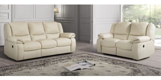 Lewis Cream Semi-Aniline Leather 3 + 2 Sofa Set Electric Recliners Newtrend Available In A Range Of Leathers And Colours 10 Yr Frame 10 Yr Pocket Sprung 5 Yr Foam Warranty