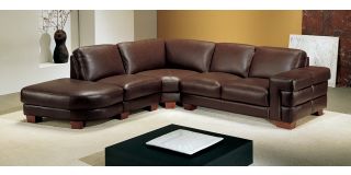 Megane Brown LHF Semi-Aniline Leather 5 Seat Corner Sofa With Wooden Legs Newtrend Available In A Range Of Leathers And Colours 10 Yr Frame 10 Yr Pocket Sprung 5 Yr Foam Warranty