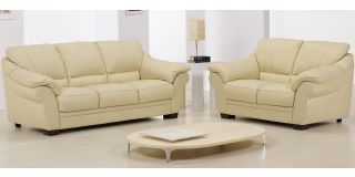 Nicole Cream Leather 3 + 2 Sofa Set With Wooden Legs Newtrend Available In A Range Of Leathers And Colours 10 Yr Frame 10 Yr Pocket Sprung 5 Yr Foam Warranty