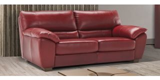 Peter Red Large Semi-Aniline Leather Sofa Bed With Wooden Legs Newtrend Available In A Range Of Leathers And Colours 10 Yr Frame 10 Yr Pocket Sprung 5 Yr Foam Warranty