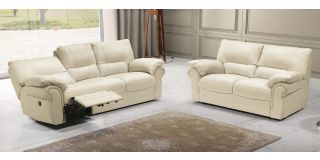 Tequila Cream Semi-Aniline Leather 3 + 2 Electric Recliners Newtrend Available In A Range Of Leathers And Colours 10 Yr Frame 10 Yr Pocket Sprung 5 Yr Foam Warranty