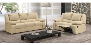 Virginia Cream Semi-Aniline Leather 3 + 2 Electric Recliners Newtrend Available In A Range Of Leathers And Colours 10 Yr Frame 10 Yr Pocket Sprung 5 Yr Foam Warranty