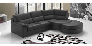 Zafferano Black RHF Leather Corner Sofa With Wooden Legs Newtrend Available In A Range Of Leathers And Colours 10 Yr Frame 10 Yr Pocket Sprung 5 Yr Foam Warranty