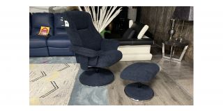 Dubai Blue Accent Fabric Armchair With Wooden Legs And Footstool Available In A Range Of Colours - Call For More Info