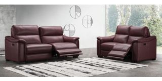 Livorno Ox-Blood 3+1+1 Full Leather Sofa Electric Recliners With USB Ports