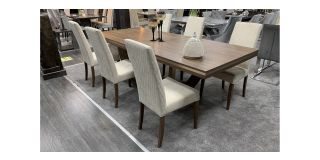 Saltarelli 2.5m Extendable Wood Table With 6 Cream Fabric Chairs (w:50 D:55 H:105cm)