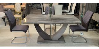 Atalanta 1.6m High Gloss Dining Table With 6 Chrome Leg Chairs (w:45 D:56 H:100cm)