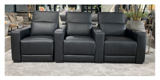 New Trend Black All Electric Theatre Recliner Sofa With Drinks Holders (Modular - Call For Additional Seat Price)
