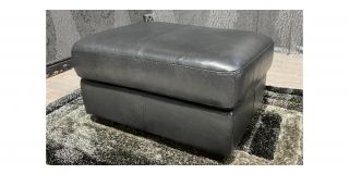 Dark Grey Sisi Italia Semi Aniline Footstool With Wooden Legs Ex-Display Showroom Model 48140