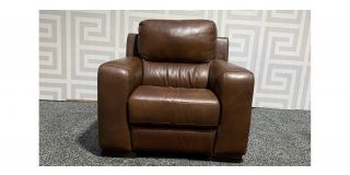 Lucca Brown Leather Armchair Electric Recliner Sisi Italia Semi-Aniline With Wooden Legs - Few Scuffs (see images) Ex-Display Showroom Model 48182