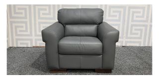 Capri Grey Leather Armchair Sisi Italia Semi-Aniline With Wooden Legs Ex-Display Showroom Model 48267