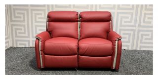 Newtrend Red And Cream Regular Leather Sofa Electric Recliner Ex-Display Showroom Model 48340