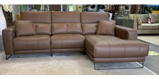 Isabelle Brown Rhf Semi-Aniline Corner With 2 Power Recliners Manual Adjustable Headrests Contrast Stitching And Chargeable Battery For Cableless Use Available In Different Seat And Colours