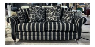 Longbridge Black And Beige Striped Fabric 3 + 2 Sofa Set With Scatter Back And Chrome Legs Available In A Selection Of Fabrics