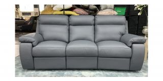 Harry Metal Grey Leather Newtrend 3 Seater Electric Recliner With 2 Seater Static Sofa