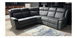 Grey Diamond Pattern 2C2 Fabric Manual Recliner Corner Sofa