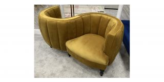 Plush Velvet Mustard Conversation Chair With Wooden Legs Ex-Display Showroom Model 48772