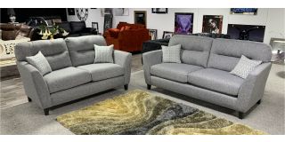 Light Grey Fabric 3 + 2 Sofa Set With Scatter Cushions And Wooden Legs