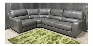 Lucca Grey LHF Leather Corner Sofa Sisi Italia Semi-Aniline With Wooden Legs High Street Furniture Store Cancellation 48795