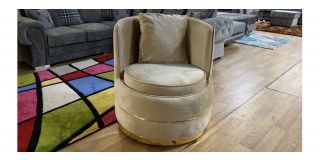 Fendi Beige Soft Velvet Swivel Chair With Chrome-Gold Seams And Base Detailing Ex-Display Showroom Model 48821