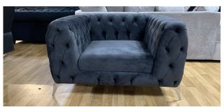 Sandringham Dark Grey Fabric Armchair With Chrome Legs Ex-Display Showroom Model 48826