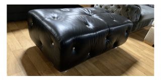 Black Faux Diamond Studded Footstool With Wooden Legs Ex-Display Showroom Model 48827