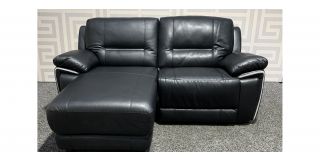 Henry Black Leathaire Regular Sofa With Right Manual Recliner And Left Chaise Ex-Display Showroom Model 48836
