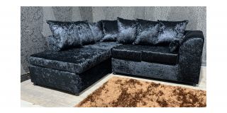 Black LHF Corner Sofa Crushed Velvet With Scatter Back Ex-Display Showroom Model 48872