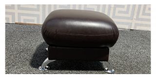 Venice Square Brown Bonded Leather Footstool With Chrome Legs Ex-Display Showroom Model 48926