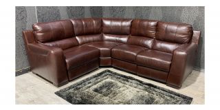 Lucca Burgundy LHF Leather Corner Sofa Double Electric Recliners Sisi Italia Semi-Aniline With Wooden Legs High Street Furniture Store Cancellation 48966