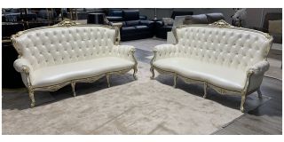 Bach New Trend Cream Semi-Aniline Leather 3 + 3 Sofa Set Ex-Display Showroom Model 48980