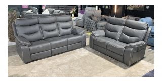 Gizelle Charcoal Grey Fabric 3 + 2 Manual Recliner Sofa Set