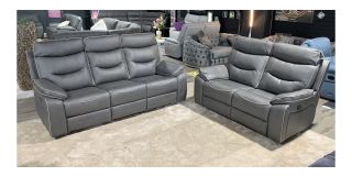 Gizelle Charcoal Grey Fabric 3 + 2 Manual Recliner Sofa Set