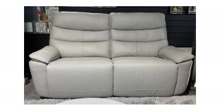 Kadiz Light Grey Leather 3 Seater Electric Recliner Sofa With USB Port Ex-Display Showroom Model 48982