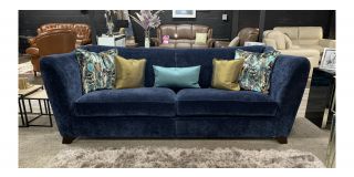 Azure Navy Blue Large 4 Seater Fabric Sofa With Scatter Cushions And Wooden Legs 48985