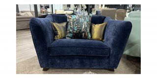 Azure Navy Blue Large Fabric Loveseat With Scatter Cushions And Wooden Legs 48986