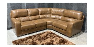 Lucca Tan RHF Leather Corner Sofa Sisi Italia Semi-Aniline With Wooden Legs High Street Furniture Store Cancellation 49101