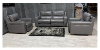 Lucca Grey 3 + 1 + 1 Electric Recliner Sisi Italia Semi-Aniline Leather Set With Wooden Legs High Street Furniture Store Cancellation 49104