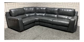 Lucca Dark LHF Grey Leather Corner Sofa Sisi Italia Semi-Aniline With Wooden Legs High Street Furniture Store Cancellation 49157