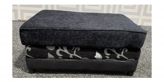 Black Patterned Fabric Footstool Ex-Display Showroom Model 49211
