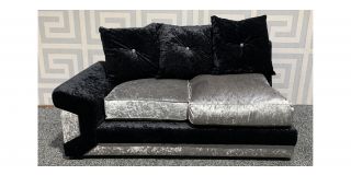 Silver And Black Crushed Velvet 2 Seat Section Fabric Sofa - Mismatch Cushions (see images) Ex-Display Showroom Model 49223