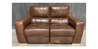 Lucca Brown Regular Leather Sofa Electric Recliner Sisi Italia Semi-Aniline With Light Wooden Legs - Right Side Electrics Not Working - Colour Faded(see images) Ex-Display Showroom Model 49296