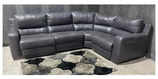 Lucca Dark Grey RHF Double Electric Leather Corner Sofa Sisi Italia Semi-Aniline With Wooden Legs - Few Scuffs (see images) Ex-Display Showroom Model 49300