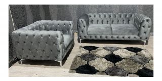 Sandringham Grey Fabric 2 + 1 Sofa Set With Chrome Legs Ex-Display Showroom Model 49308