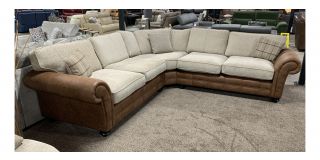 Darwin Two Tone Brown 2C2 Fabric Corner Sofa With Wooden Legs - Other Colours And Models Available(See Images)
